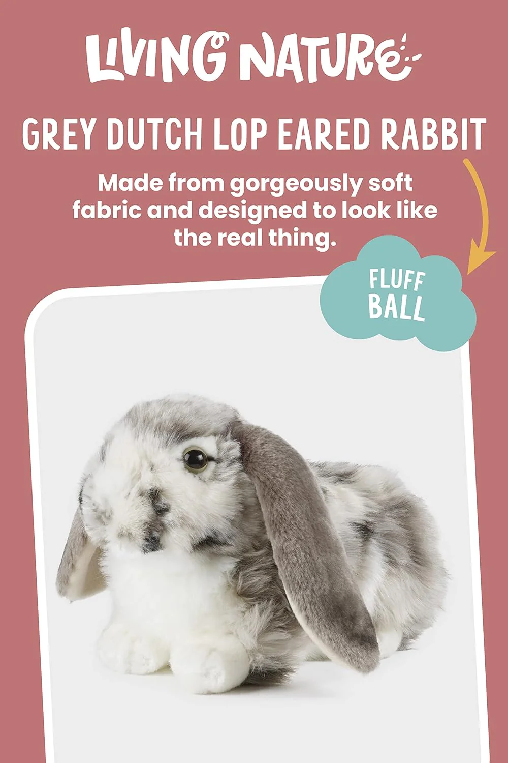 Dutch Lop Rabbit Grey | Living Nature | Plushie - Image 6
